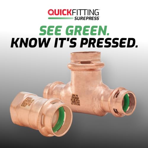 Conector QuickFitting SurePress de 5 cm en latón macizo para tubería de cobre tipo K L M 7