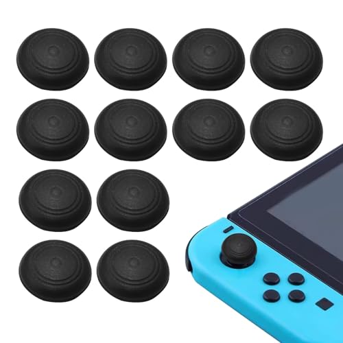 12 Stück Ersatzkappe für Controller Switch Joystick Kappen, Thumbsticks Protege für Switch/OLED/Lite Silikon Joystick Schutzzubehör, Switch Zubehör Ersatzteile, Schwarz