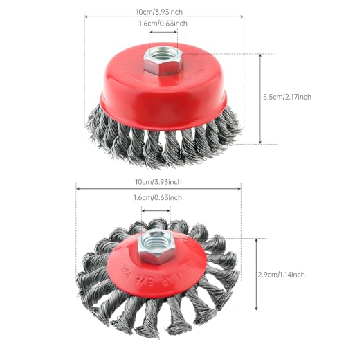 Image of Chglmposs 3 Pack 4 Inch Wire Wheel for Angle Grinder, 5 /8 inch-11 Threaded Arbor, 0.02 inch Carbon Steel Twist Knotted Wire Brush Set for 4-1 /2 Angle Grinder, Rust Removal, Paint Stripping