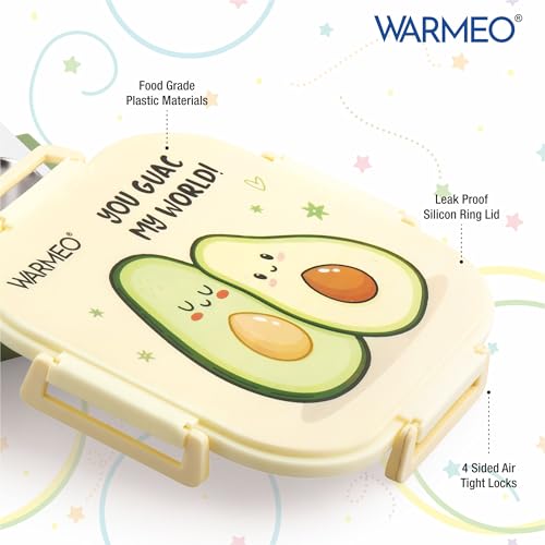 Image of WARMEO Jerry Insulated Lunch Box with Two Compartment BPA Free, Kids Lunch Box,Food Grade Ideal for School, Picnic, Office & Outdoor - 500ml Avocado, Stainless Steel