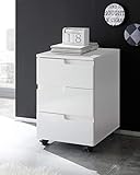 Front: MDF Weiß Hochglanz Stella Trading Spice Rollcontainer, Holzdekor, Weiß, ca. 40 x 60 x 45 cm