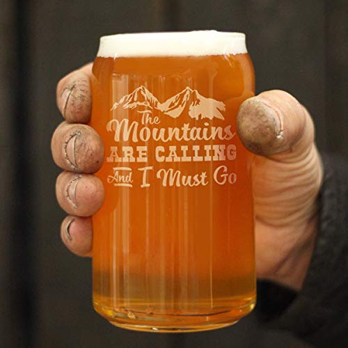 Mountains Are Calling - Beer Can Pint Glass For Beer - Gifts For Men & Women That Love Hiking & Cabins- Fun Drinking Decor #TOP3