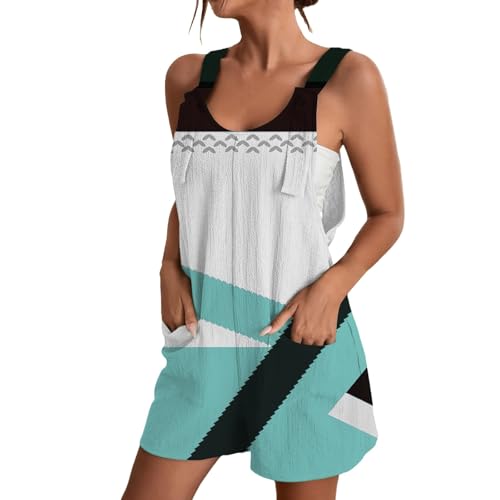 Overol de primavera para mujer, cuello redondo, retazos, bloque de color, holgado, casual, cuello alto, para mujer, verde menta, M