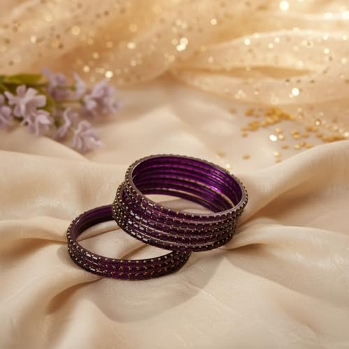 Image of SUNDRAM Raindrop Glass Bangles Set for Women & Girls, Transparent Crystal Kanch Ki Chudi for Wedding & Party, Set of 12