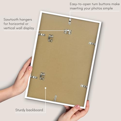 Americanflat 12x18 Poster Frame with Polished Plexiglass - Streamline Collection - Thin Border Picture Frame for Wall Display - Hanging Hardware Included - White