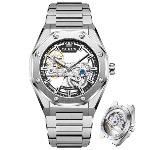 Image of OLEVS Automatic Watch for Men Self Winding Mechanical Luxury Business Stainless Steel Multi Calendar Waterproof Luminous Wrist Watches