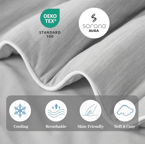 Image of Cooling Comforter Blanket for Hot Sleepers, Twin Size, Heather Cool Grey | All-season Bedding, Reversible Cool-to-touch Fabric, Q-Max > 0.45, Lightweight, Breathable, Machine Washable