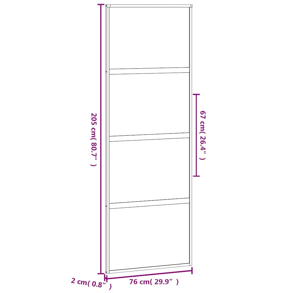 vidaXL Puerta Corredera, Puerta Corrediza, Panel de Privacidad, Puerta Decorativa para Granero Hogar, Vidrio Templado y Aluminio Negra