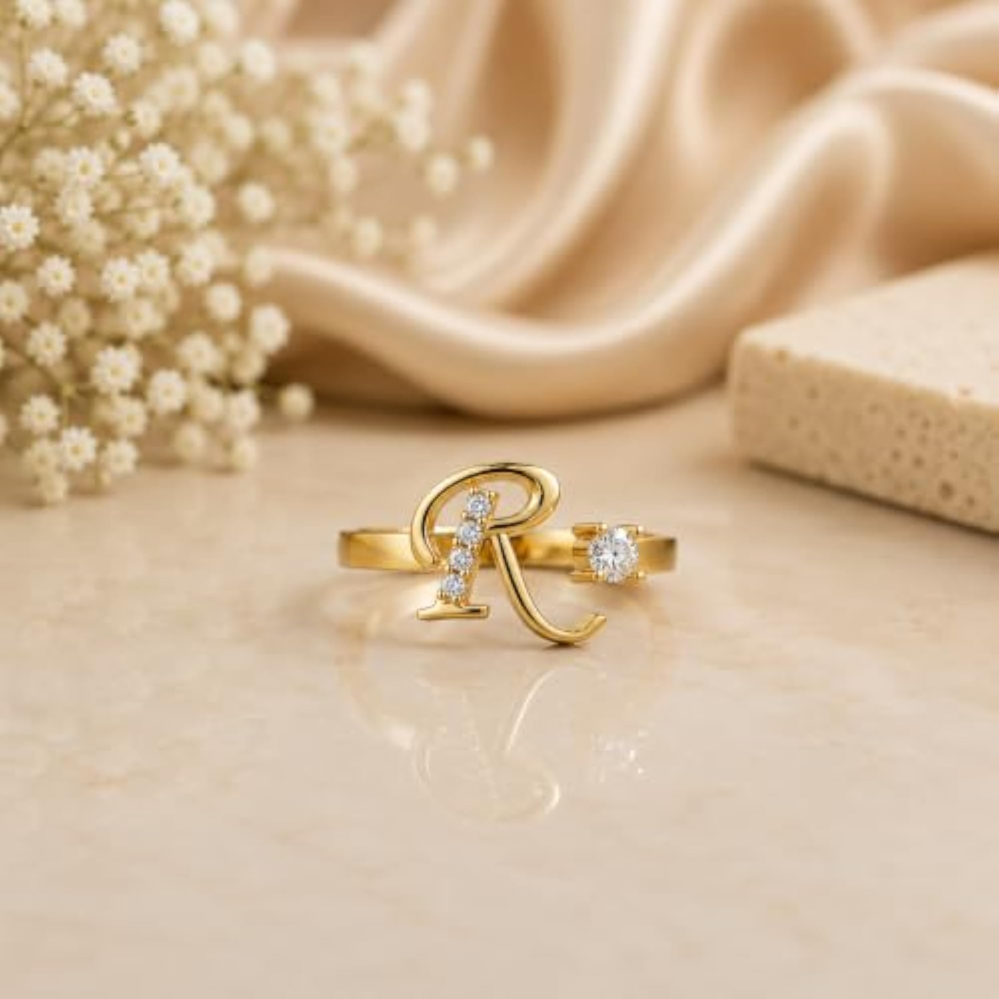 Women's G Letter Adjustable Finger Ring, Minimalist Initial Design