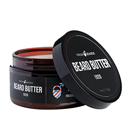 Fresh Beards 1920 Beard Butter - Classic Barbershop Sandalwood Fragrance - Scented Mens Beard And Mustache Conditioner - Soothing Anti-Itch Moisturizer And Softener For Healthy Beard Growth #TOP1