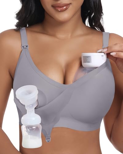 Image of As Fairy Wireless Seamless Pumping Bra Hands Free Nursing Bra Wirefree Comfort Wearable Breast Pump Brass