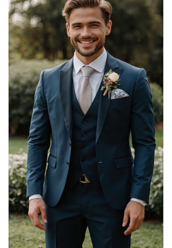 Mens Suit 3 Piece Slim Fit Two Button Formal Business Jacket Vest Pant Tuxedo for Wedding Groomsmen2