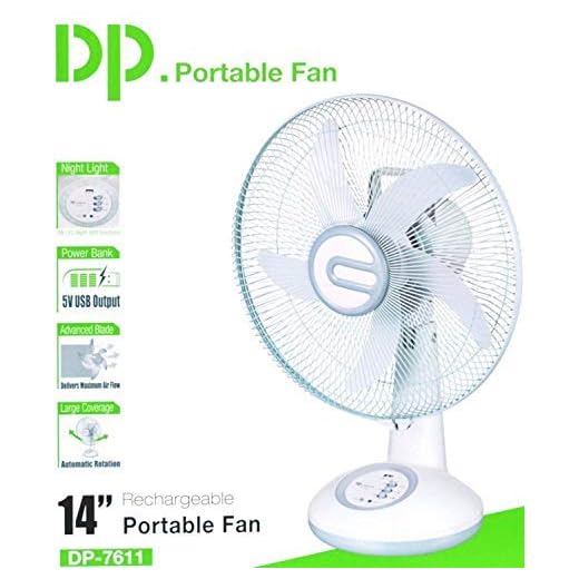 SPACELiFE Plastic Rechargeable Fan (White, 14-inch)