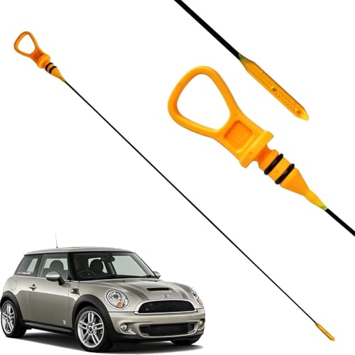 Espear Engine Oil Dipstick 11437509784 for BMW Mini Cooper S R52 R53 2002 2003 2004 2005 2006 2007 2008 - Check Oil Level 62cm/24.4 inch Petrol Indicator with Yellow Handle