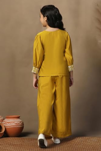 Image of Fashion Dream Girls Chanderi Ethnic Top & Palazzo Set|Indo Western Set|Salwar Suit