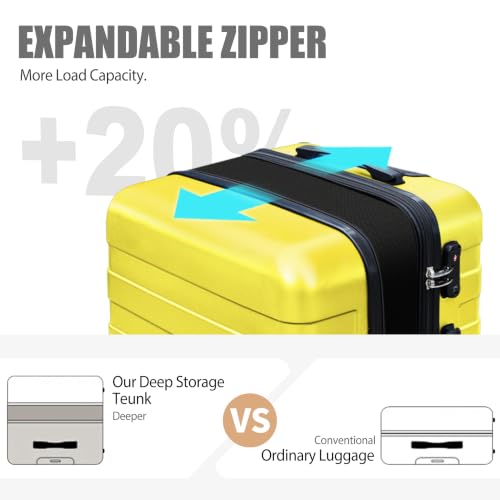 Image of KEYTANG Zebra Luggage Sets 3 Piece, 20 inch Carry On Luggage with Spinner Wheels, Hardside Business Travel Suitcase Set with TSA Lock, Lightweight Suitcase,20 /24 /28 inch,Yellow