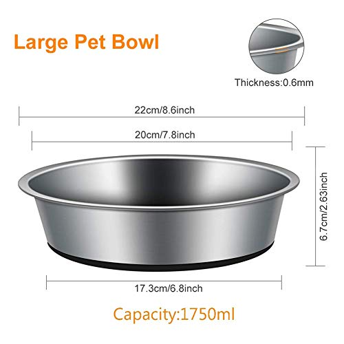 Mery Home Futterschale für Haustiere 2 x 1750 ml Große Hundenapf aus Edelstahl Katzenwasserschalen Schwergewicht mit rutschfestem Gummiboden für große mittelgroße Hunde Katzen - Image 6