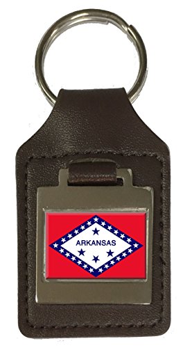 Porte-clés en cuir gravé drapeau de l'Arkansas pour clés de voiture et maison