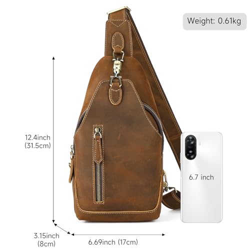 Image of NIUCUNZH Genuine Leather Crossbody Sling Bag Handmade Classic Vintage Shoulder purse daypack Backpack