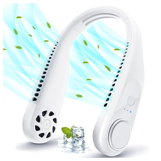 WUQNGI Ventilador de Cuello Portátil, Ventilador Cuello Silencioso 5200 mAh Bateria Recargable, mini USB Ventilador a Pilas, Ventilador Cara Personal 3 Velocidades para Oficina, Viajes, Actividades