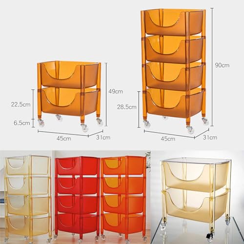 Carrito Plegable con Ruedas universales silenciosas, Carrito de acrílico Giratorio de 360° para un Amplio Espacio de Almacenamiento en la Cocina y el Dormitorio, carritos utilitarios desmont