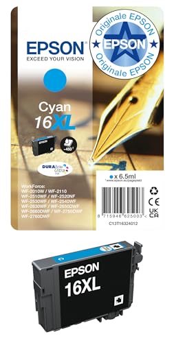 Epson Serie 16XL Penna e Cruciverba - Cartucce originali DURABrite Ultra per Stampante Inkjet, Single Pack 1 Colore (Ciano) Formato XL, Stampe Casa/Ufficio fino 450 Pagine, Confezione Retail