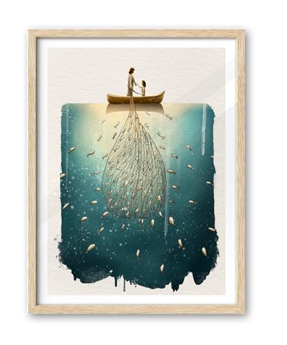 iHery Natural OAK Wood Jireh Christian Framed Wall Art, 12x16