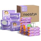 Freestyle Diapers Size 3 (Pack of 6) and Jumbo Wipes (Pack of 12) - Monthly Supply Virtual Bundle - Hyper Absorbent, Pediatrician-Approved Diaper for Babies - EWG Certified, Hypoallergenic Wet Wipes