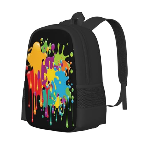 Rainbow Paint Splatters Backbags Large Adjustable Backpack Lightweight Daypack for Men Women 16.5 Inches2