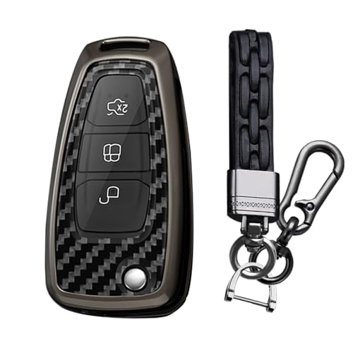 Coque de clé carbone Ford Focus 3 Kuga Fiesta protection à rabat 3 boutons