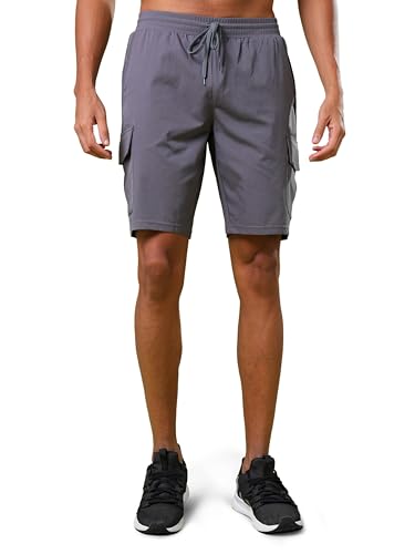 Image of TECHNOSPORT Men's Solid Slim Fit Sports Shorts TS Flexi Quick Dry Polyester Drawstring with Pockets UPF50+ for Gym Running Workout Anti Odour