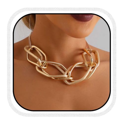 CLOACE Chunky Choker Necklace Gold Thick Necklaces Punk Cuban Chain Jewelry for Women