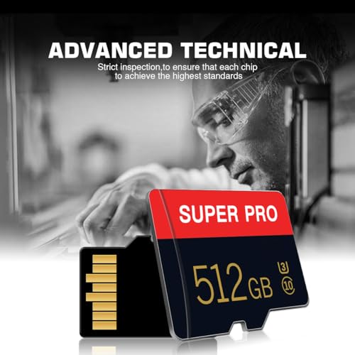 512GB Micro-SD-Karte, Klasse 10 Hochgeschwindigkeits-Speicherkarte Micro SD Card Class 10 Memory Cards with Adapter for Camera, Phone,Computer,Tachograph,Tablet,Drone