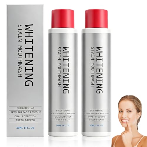 2 Stück Stain Whitening Mouthwash 30ml Whitening Stain Mouthwash Mundspülung für frischen Atem für Frischer und langanhaltender Duft Kompaktflasche für Zuhause und unterwegs