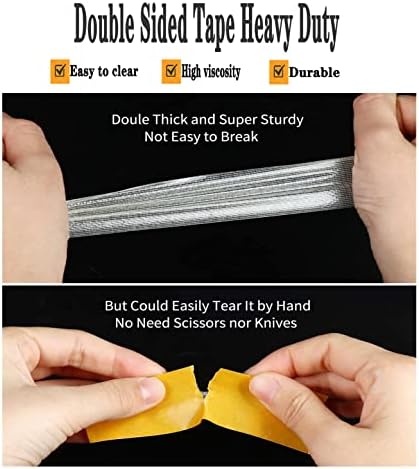 Double Sided Tape Heavy Duty 20MM X 20M Super Sticky Clear Tape Fabric Double Sided Adhesive Tape Household Layout Fixed Carpet Glue Easy to Tear Strong High-viscosity Grid Double-sided Adhesive