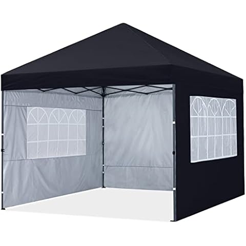 MASTERCANOPY Pop Up Canopy Tent 10x10 with Church Window Sidewalls（10x10,Black） Cover