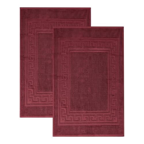 Superior Heavyweight Cotton Bath Mats 2-Piece Rugs For Bathroom Accessories Washable Rug For Shower Toilet Modern Decor No Backing Luxury Hotel And Spa Quality Set of 2 22 x 35 Burgundy