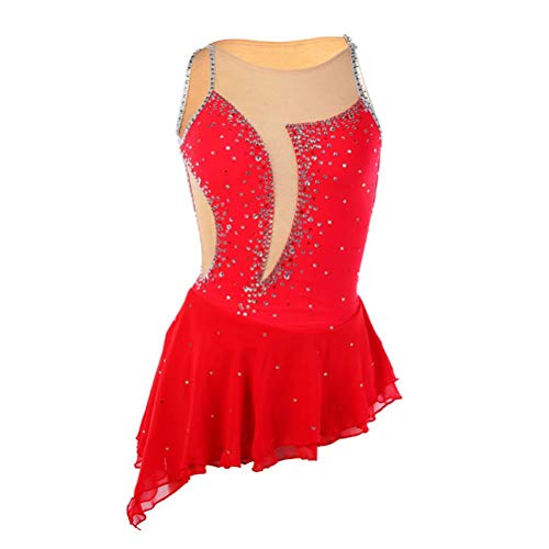ZYDANC Red,3XL,Classic Figure Skating Performance Suit Ice Skating Competition Costume for Women Roller Skating Winter Sportswear
