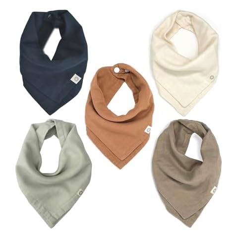 Kishu Baby Indi - GOTS Organic Muslin Bandana Drool Bibs - Set of 5 (Denali Bundle) Cover