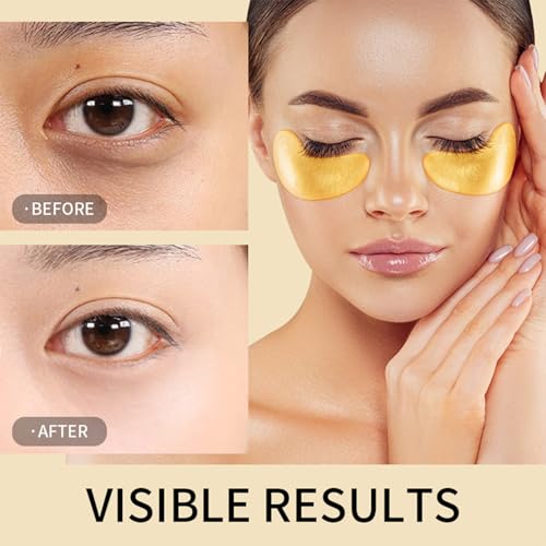 24k Golden Glow Under Eye Patches (30 Pairs Eye Gels), Collagen Eye Masks for Dark Circles and Puffiness, Bags, Relieves Pressure and Reduces Wrinkles, Refreshes Your Skin, Beauty & Personal Care - Thumbnail 3