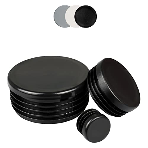 10 Stück Kunststoff Rund Rohrstopfen, Lamellenstopfen, Verschiedene Größen wählbar, Möbelgleiter, Stuhlbeinschoner, Schutzkappen, Rundstopfen (Außen-Ø: 25mm, Rohrwandstärke: 1-2mm, Schwarz) Cover