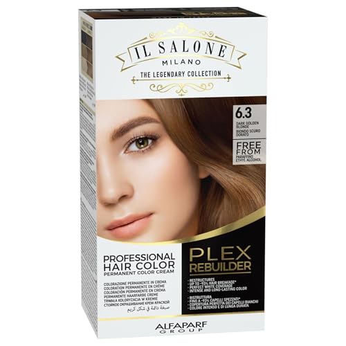 Il Salone Milano Plex Rebuilder Permanent Hair Color - 6.3 Dark Golden Blonde Hair Dye Kit -