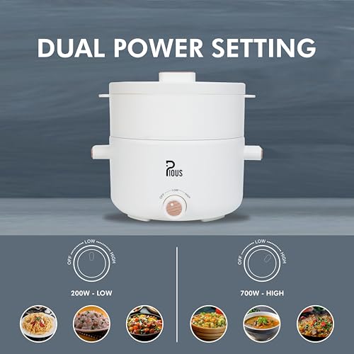 Image of Pious 2L Electric Ceramic Kettle Pot with Steamer, 700W (White)