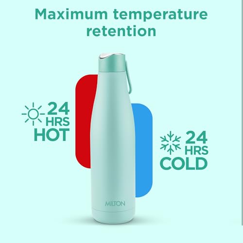 Image of Milton Fame 600 ISI Certified Thermosteel Water Bottle 500 ml | Double Wall Vacuum Insulated Flask | 24 Hr Hot & Cold | Leakproof Lid | Ideal for Home, Office, Gym, Travel - Aqua Green
