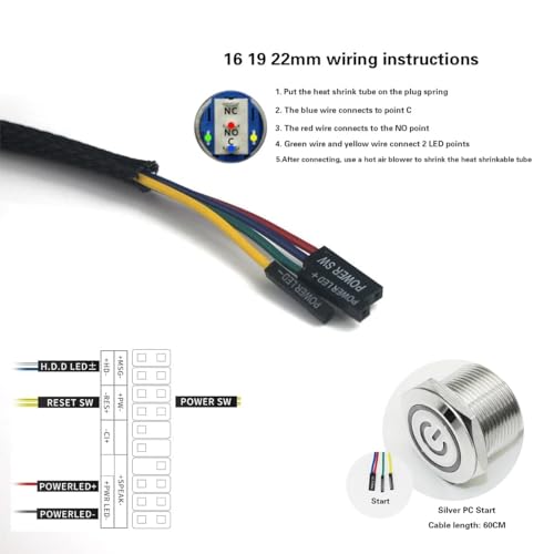 Power-Button Switian PC Power Reset Schalter für Computer