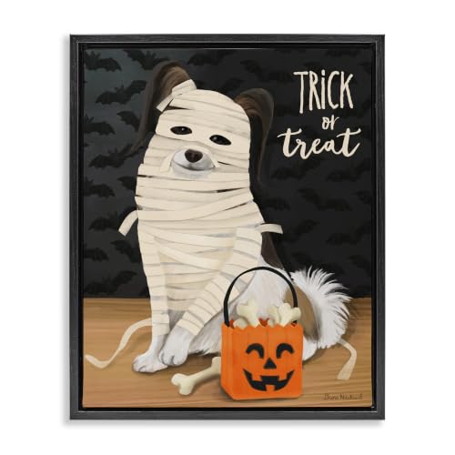 Halloween Dog Mummy Trick or Treat, 16 x 20 Inch Canvas in Floater Frame