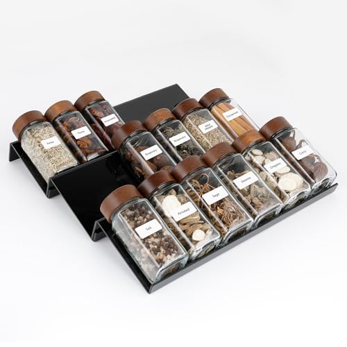 AiQInu 3 Piezas Especiero para Cajones, Organizador de Cajones de Especias Acrílico, Estante Especias Extensible de 30 a 60 cm, para Almacenamiento de Cocina, Encimera, Armario, Estante