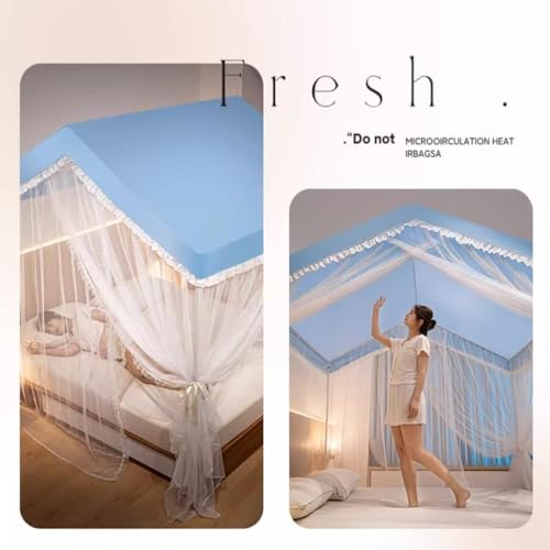 Mosquitera con soporte para camas de forma castillo en color azul 3