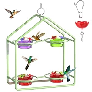 Garden Decor Hummingbird Feeders for Outdoors,Multi Ports & top Filling Decorative Hummingbird Feeder, Ant Proof & bee Proof Hummingbird feeders Garden Gift（Bird House）