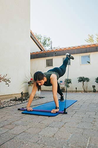 Pilates Bar Kit With Adjustable Resistance Bands Portable Home Gym Equipment x3 Full Body Workout Exercise Band For All Levels Yoga Strength Training on The Go for Women Men Premium Purple and Black